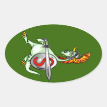 Warrior Dragon Oval Sticker