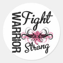Warrior Fight Strong Breast Cancer Round Sticker
