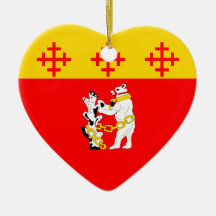 Warwickshire Flag Heart Christmas Tree Ornaments