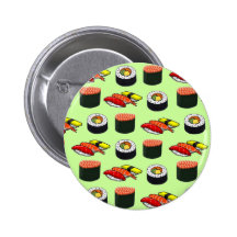 Wasabi Green Sushi Pinback Buttons