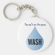 WASH hands blue rain drop clean water Keychains