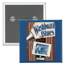 Washboard Blues Vintage Song sheet Cover Buttons