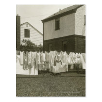 Washing line outside houses postcards