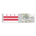 Washington DC  Map and Flag bumper stickers