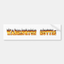 washington hottie fire and flames bumper sticker