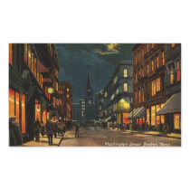 Washington St Boston MA at Night Rectangular Stickers