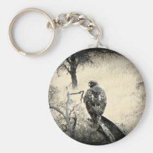 Watchful Hawk Keychain