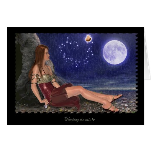 watching the rain greeting card
