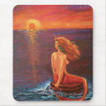 Watching The Sunset - Mermaid Art Mousepad