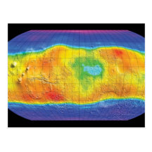 Water and Ice Distribution Map of Mars Postcard