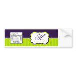 Water Bottle Label Lime Green & Purple Stripe bumper stickers
