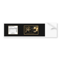 Water Bottle Label Sweet 16 Gold Black
