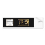 Water Bottle Label Sweet 16 Gold Black bumper stickers