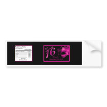 Water Bottle Label Sweet 16 Pink Black Party