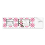 Water Bottle Pink Argyle Sock Monkey bumper stickers