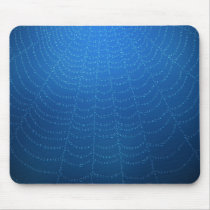 Water drops on a spider web (Blue) Mouse Pad