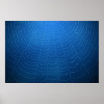 Water drops on a spider web (Blue) Print