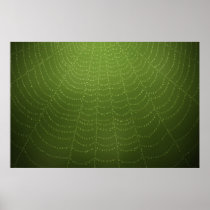 Water drops on a spider  web (Green) Posters