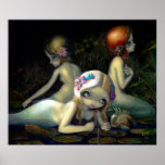 Water Elementals ART PRINT mermaid nymphs dolphin