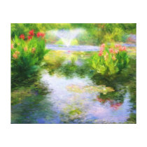 Water Garden Monet Style Stretched Canvas Print