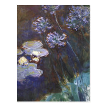 Water Lilies and Agapanthus - Claude Monet Post Card