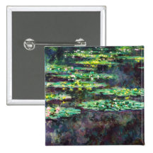Water Lilies Claude Monet cool, old, master, maste Button
