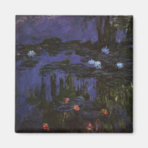 Water Lilies, Monet, Vintage Floral Impressionism Magnet