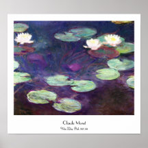 Water Lilies, Pink, 1897-99 Claude Monet cool, old Print