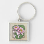 Water Lily Flower Monogram Key Chains