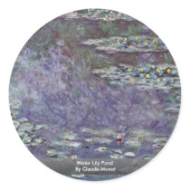 Water Lily Pond By Claude Monet Round Stickers