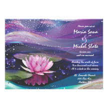 Water Lily Wedding Invitation Invite Flower Pink