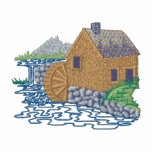 Water Mill Scene embroidered shirts