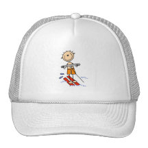 Water Skiing Stick Figure Mesh Hats