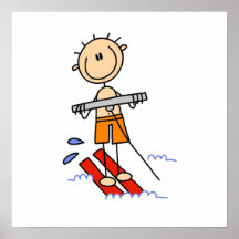 Water Skiing Stick Figure Posters