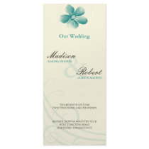 Watercolor Aqua Wedding Program Card Customized Rack Card