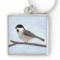Watercolor Black-capped Chickadee Keychain