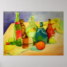 Watercolor Bottles Print