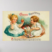 Watercolor Eggs Easter Greetings Posters