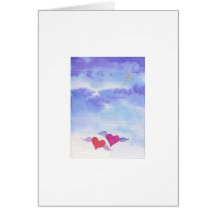 Watercolor Flying Hearts Card