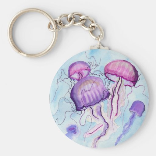 Watercolor Jellyfish Keychains