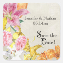 Watercolor Lilies  Save the Date Stickers