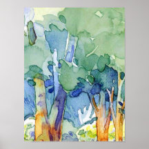 watercolor of landscape poster