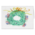 Watercolor Patriotic Wreath Christmas Card