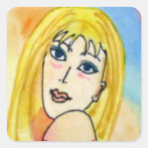 Watercolor Portrait of a Blonde Stickers