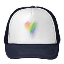 Watercolor Rainbow Heart Mesh Hats
