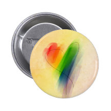 Watercolor Rainbow Heart Pinback Button