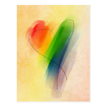 Watercolor Rainbow Heart Postcard