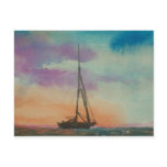 Watercolor Sunset sailing postcards