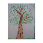 Watercolor tree painting postcards