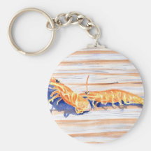 Watercolour of Shrimp on a dock, fishing bait Keychain
